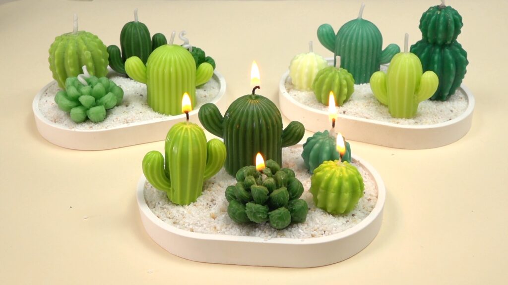 Cómo hacer centros de mesa con cactus y velas 13